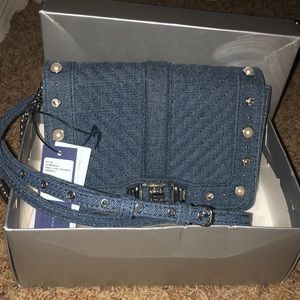 Rebecca Minkoff Denim Small Love Crossbody W/Pearls